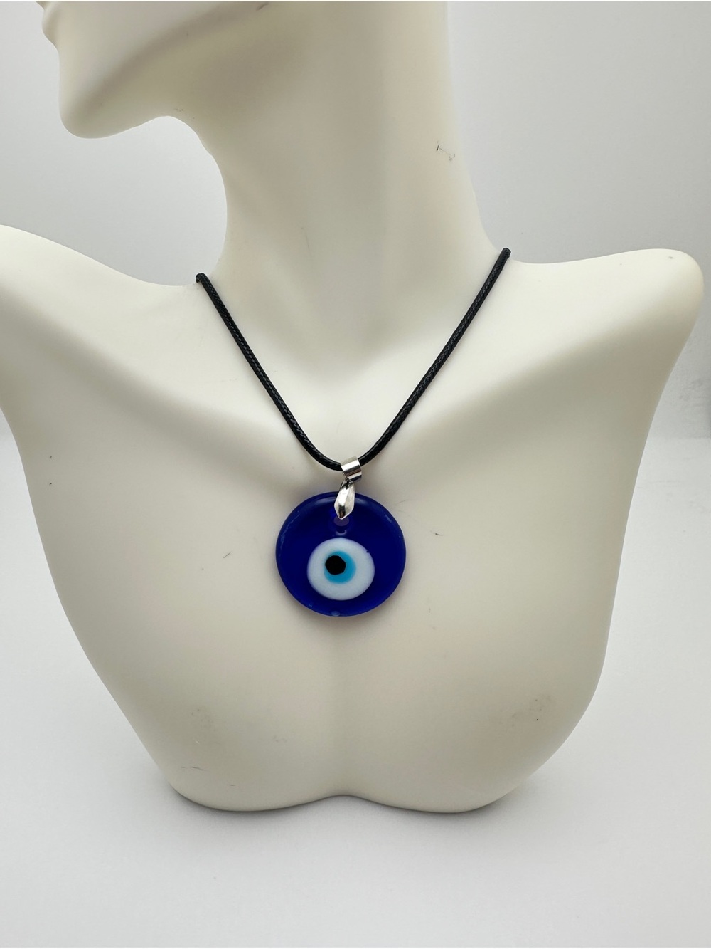 Evil Eye Glass Pendant Necklace in Blue